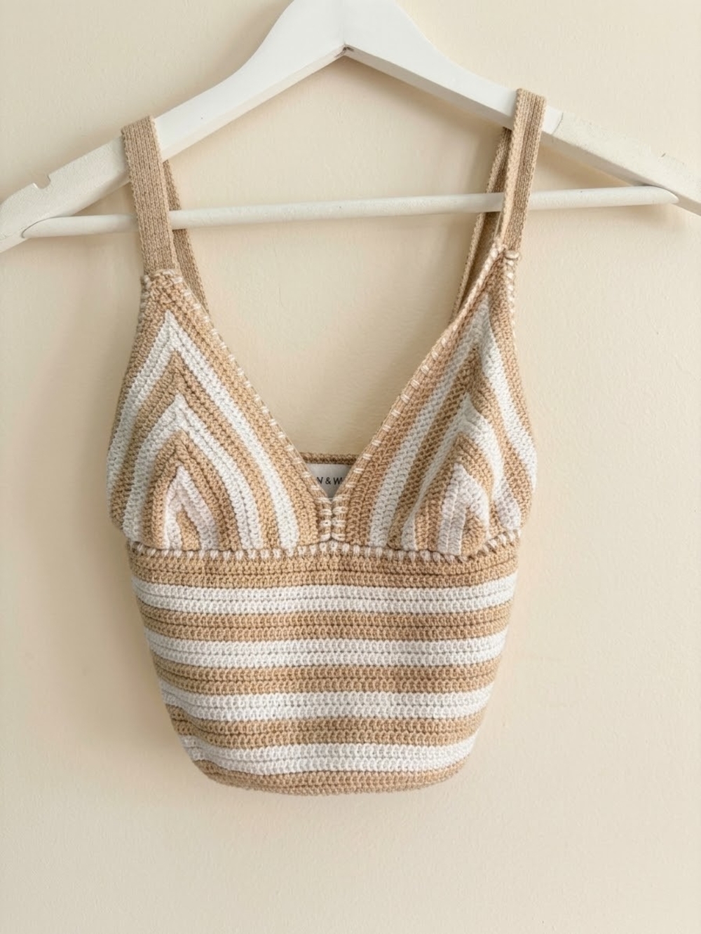 Willow & Wind Crochet Knit Striped Crop Tank Top Bralette Boho Festival Small